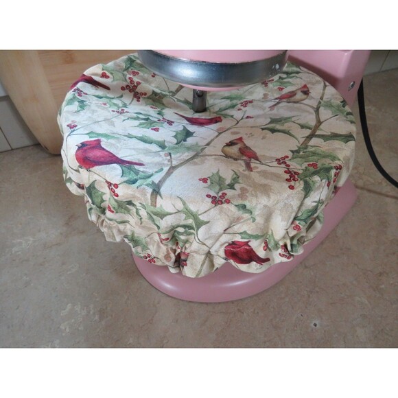 Kitchenaid Bowl Cover, Reversible  Christmas Holly, Cardinals and Snowflakes - Picture 4 of 8